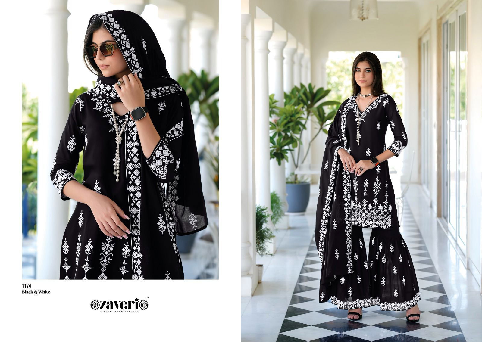 Black and White By Zaveri Readymade Sharara Suits Catalog